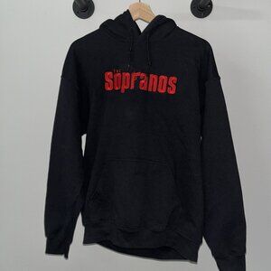Black Sopranos TV Series Italian Show Y2K Spellout Promo Drawstring Hoodie